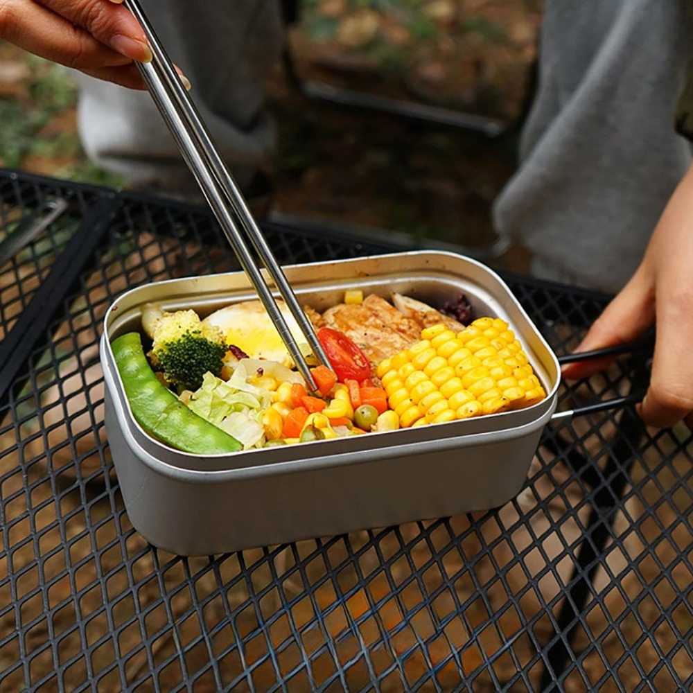 Camping Cooking Set - ชุดอุปกรณ์บนโต๊ะอาหารน้ำหนักเบา ชุดเครื่องครัวสำหรับตั้งแคมป์ กล่องอาหารกลางวัน หม้อหุงต้ม อุปกรณ์ปิกนิก ชุดช้อนส้อมกลางแจ้ง