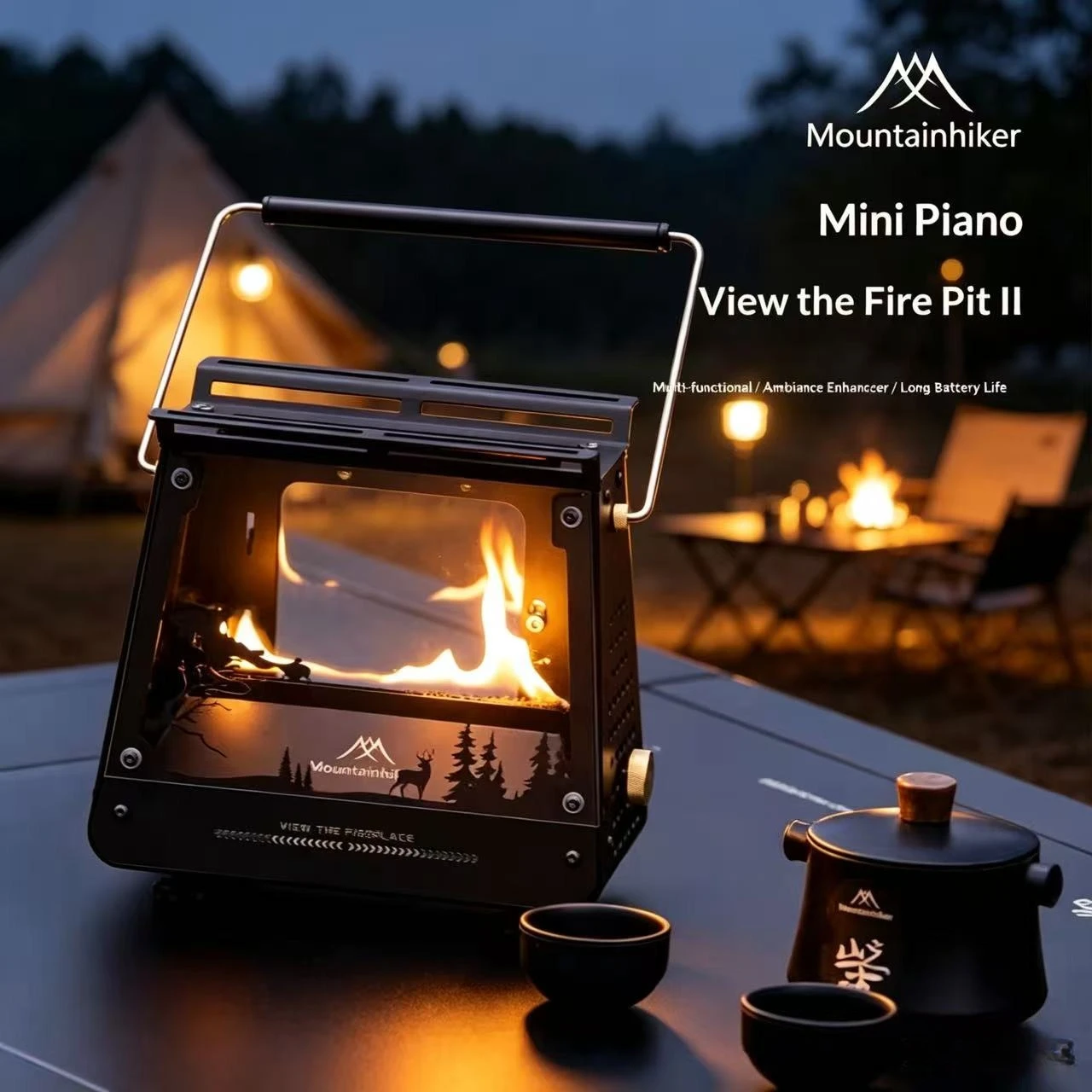 Camping Cooking Open Fire - เตาแก๊สพกพา MOUNTAINHIKER สำหรับกิจกรรมกลางแจ้ง เตาให้ความร้อนแบบเปลวไฟเปิดขนาดกะทัดรัด สำหรับบาร์บีคิว แคมป์ปิ้ง