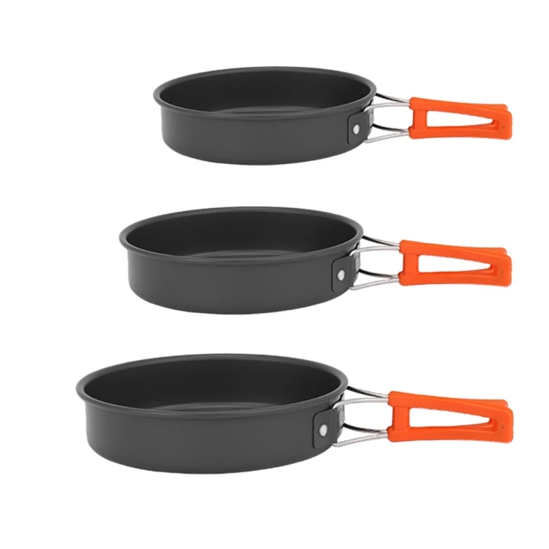 Camping Cooking Set Lightweight - กระทะแบบพกพากระทะนอนสติ๊กแบบกะทะย่างน้ำหนักเบาเครื่องครัวกลางแจ้งสำหรับการเดินทางตั้งแคมป์