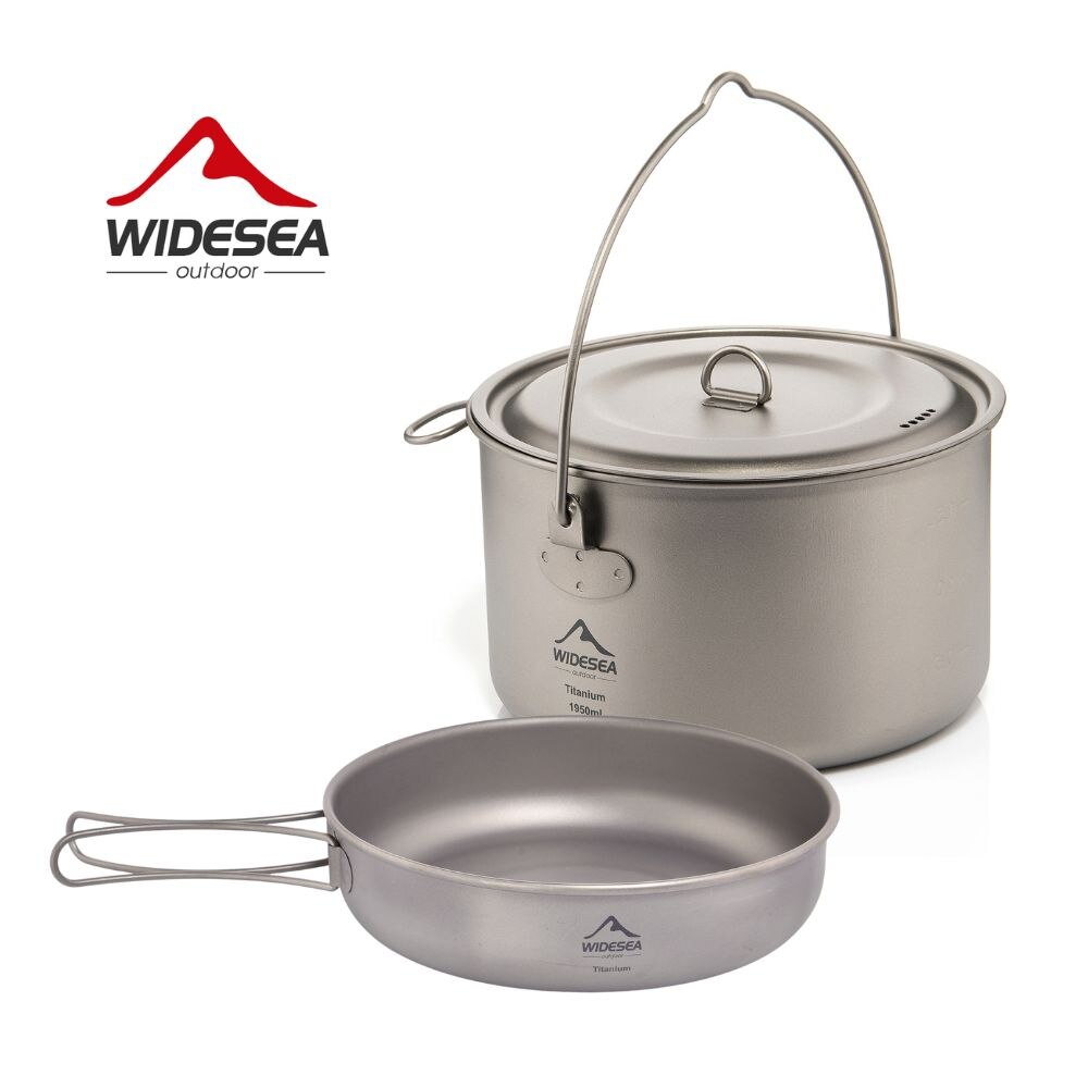 Camping Cooking Kits - ชุดเครื่องครัวไทเทเนียมสำหรับตั้งแคมป์แบบกว้างชุดเครื่องครัวสำหรับท่องเที่ยวหม้อทำอาหารกลางแจ้งกระทะทอดปิกนิกครัวเดินป่าปีนเขา