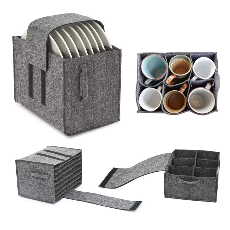 Camping Cooking Utensil Holder - Felt แผ่นจานถ้วยผู้ถือกระเป๋า Thicken Camping Tableware คอนเทนเนอร์