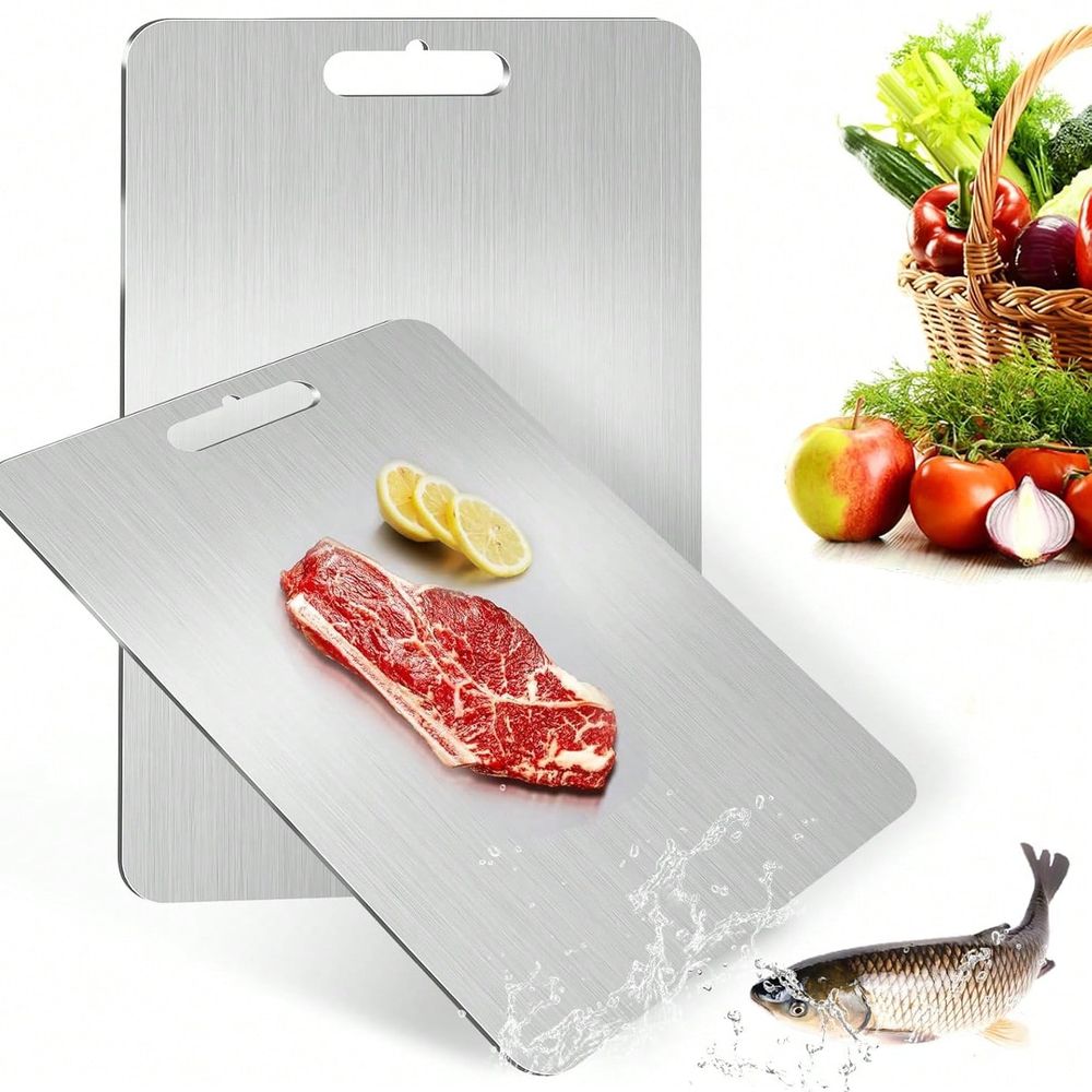 Camp Cutting Board - แผ่นตัดสแตนเลส 304 สำหรับครัวและแคมป์ปิ้ง, แผ่นตัดกันลื่น, ไม่มีรูพรุน, ทำความสะอาดง่าย,