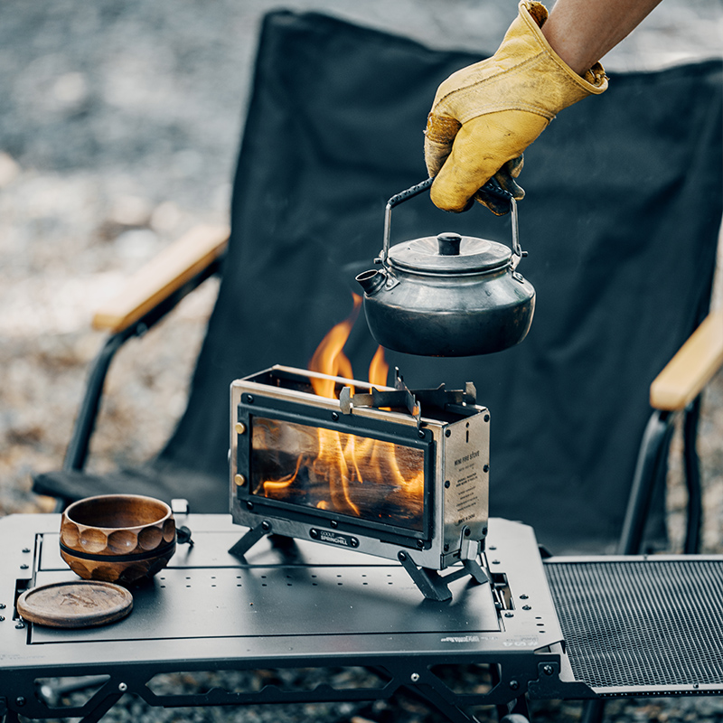 Camping Cooking Device - เตาไม้พกพา Goout Springhill รุ่นสี่เหลี่ยม ทำจากสแตนเลส ใช้สำหรับให้ความร้อนกลางแจ้ง
