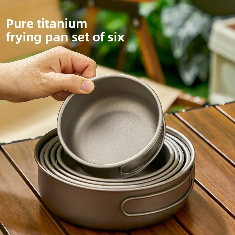 Camping Cooking Set Lightweight - ไทเทเนียมกลางแจ้งชุดหม้อปิคนิคตั้งแคมป์ชุดบนโต๊ะอาหารพับได้น้ําหนักเบาแบบพกพาซุปหม้อทําอาหารชุดหม้อ