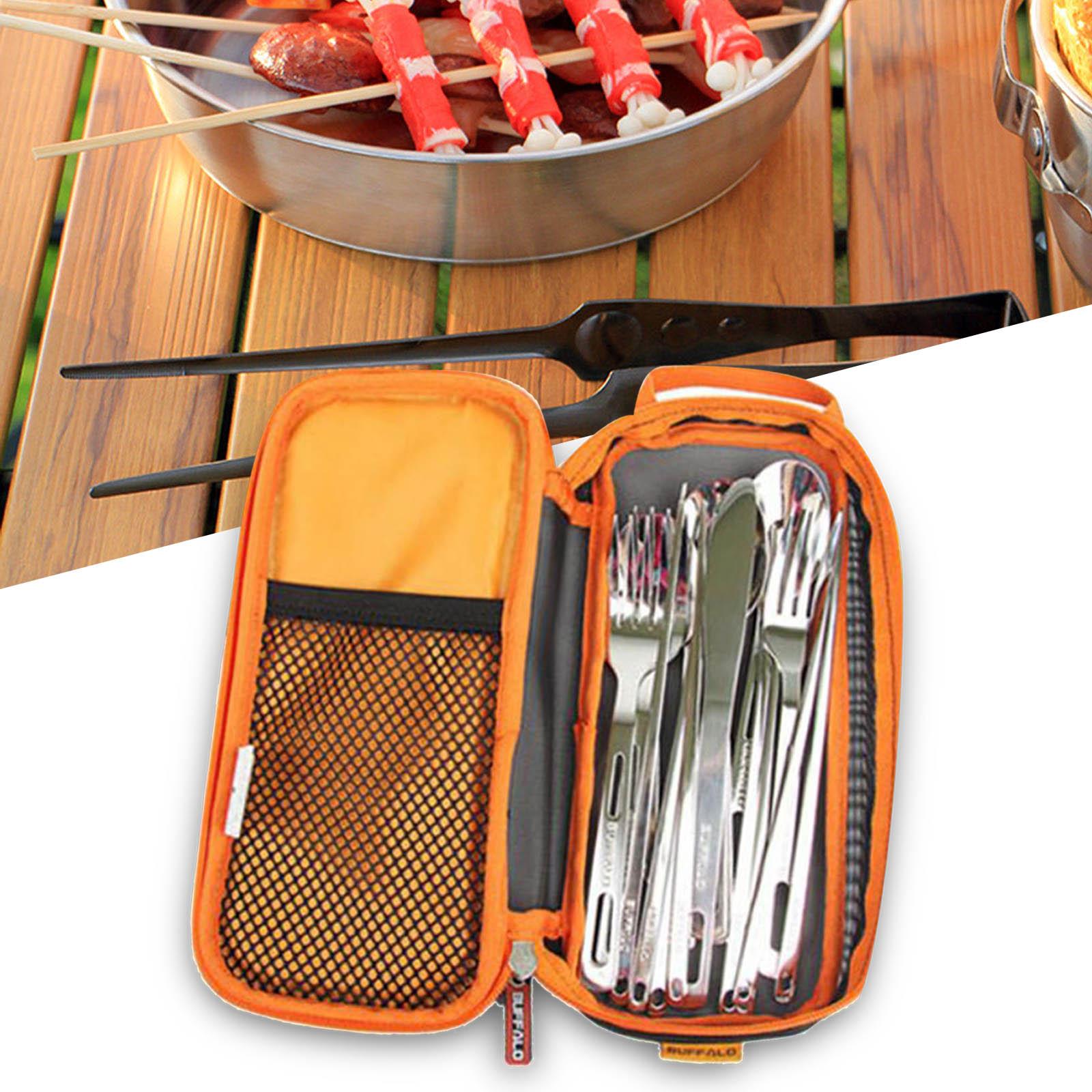 Camping Cooking Utensil Holder - ตั้งแคมป์เครื่องเงินช้อนส้อมออแกไนเซอร์ภาชนะปิกนิกชุดการจัดเก็บพกพาสิริถุงตาข่าย- bivouac ห้องครัวบาร์บีคิวเดินทาง