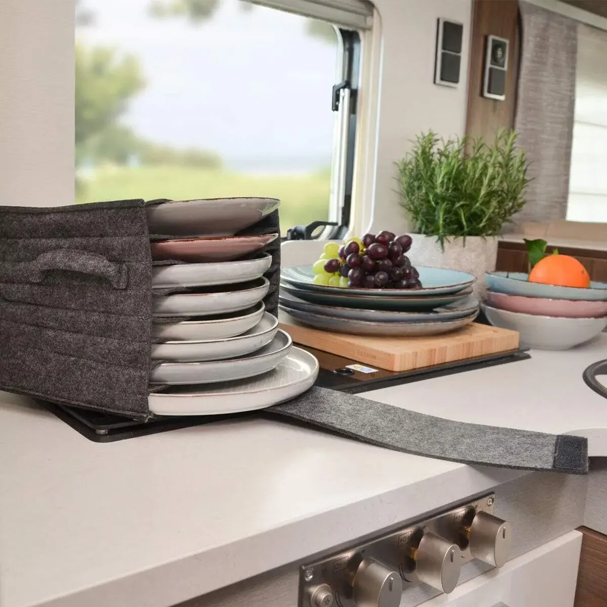 Felt แผ่นจานถ้วยผู้ถือกระเป๋า  - Camping Cooking Utensil Holder บทวิจารณ์และราคา