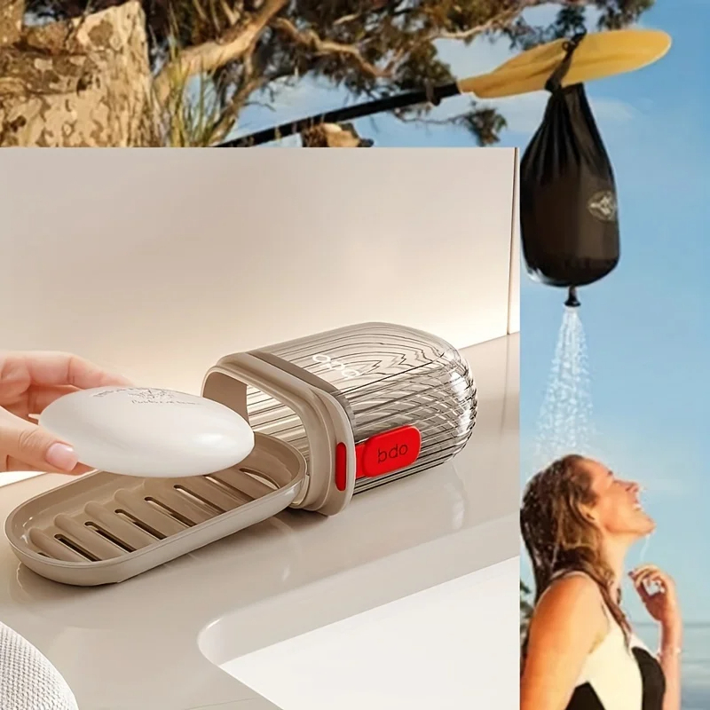 กล่องใส่สบู่แบบพกพากันรั่วสำหร - Camping Cooking Utensil Holder บทวิจารณ์และราคา