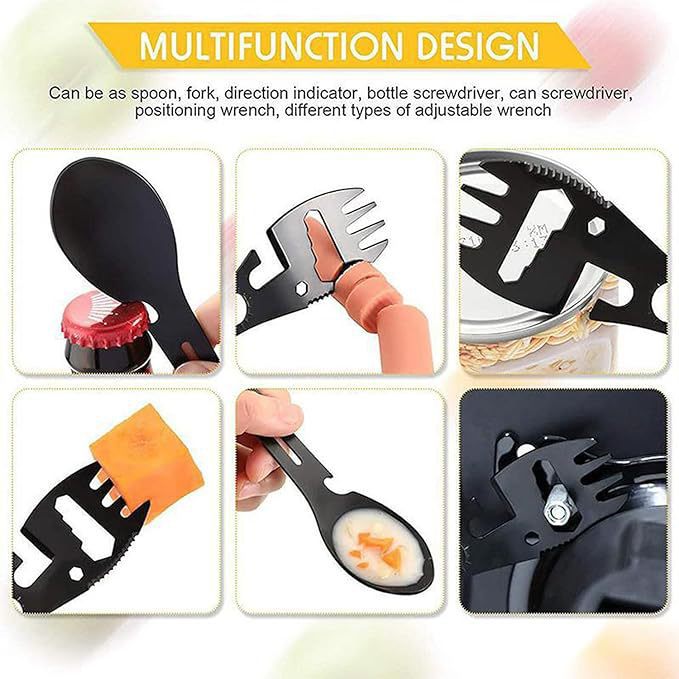 ช้อนส้อมสแตนเลสแบบพกพาอเนกประส - Camping Cooking Set Lightweight บทวิจารณ์และราคา