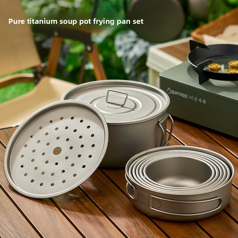 ไทเทเนียมกลางแจ้งชุดหม้อปิคนิค - Camping Cooking Set Lightweight บทวิจารณ์และราคา