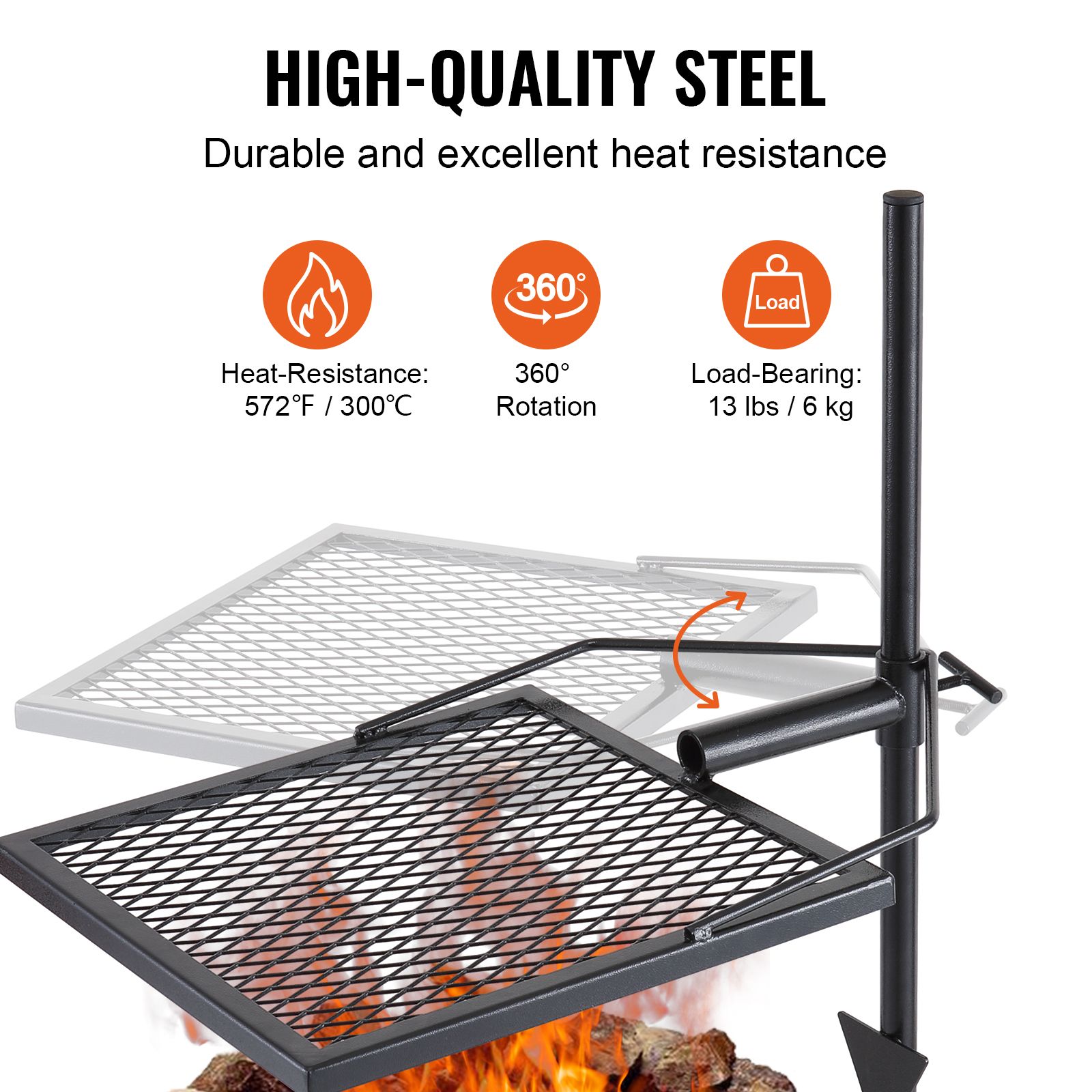 เตาย่างแบบหมุนได้สำหรับกองไฟ,  - Camping Cooking Open Fire บทวิจารณ์และราคา